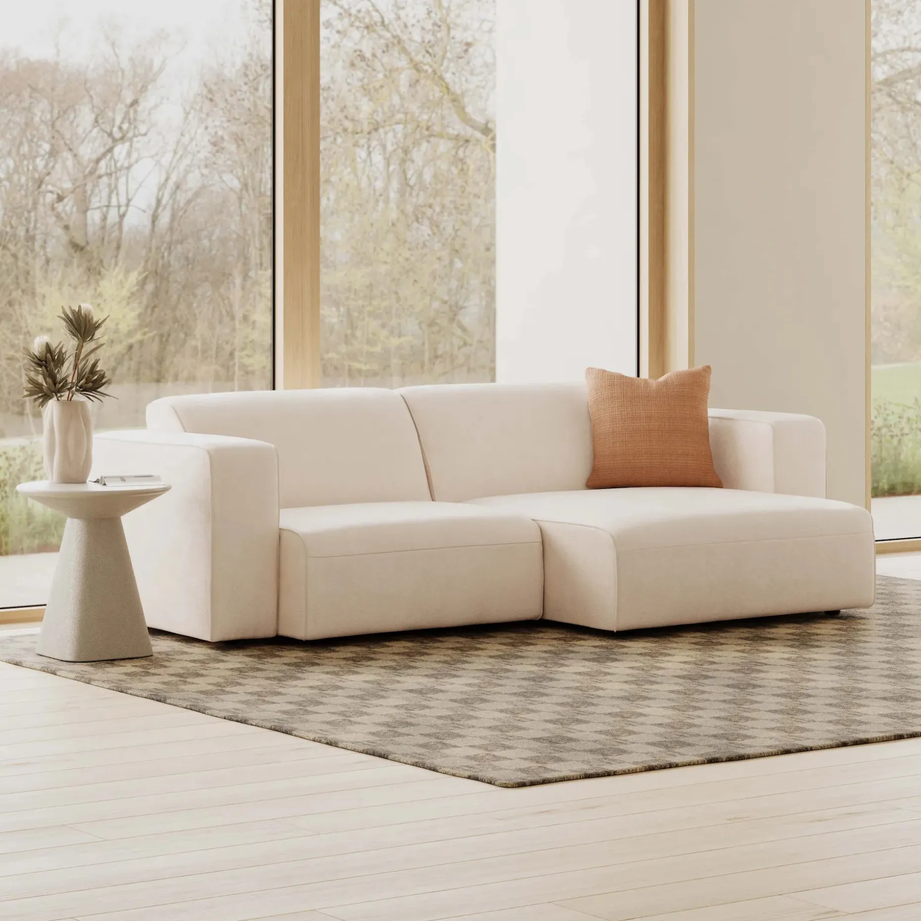 Ozetta Concrete Side Table - Moonlit Ivory