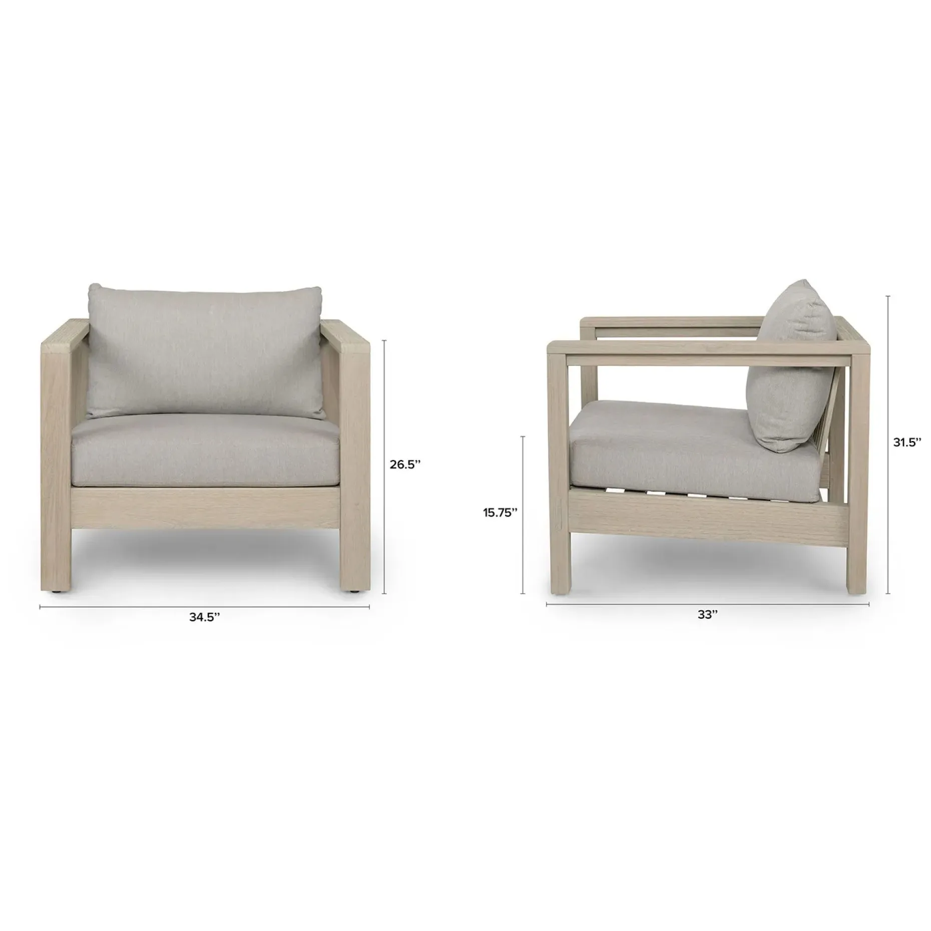 Palmera 34.5" Outdoor Lounge Chair - Dravite Gray