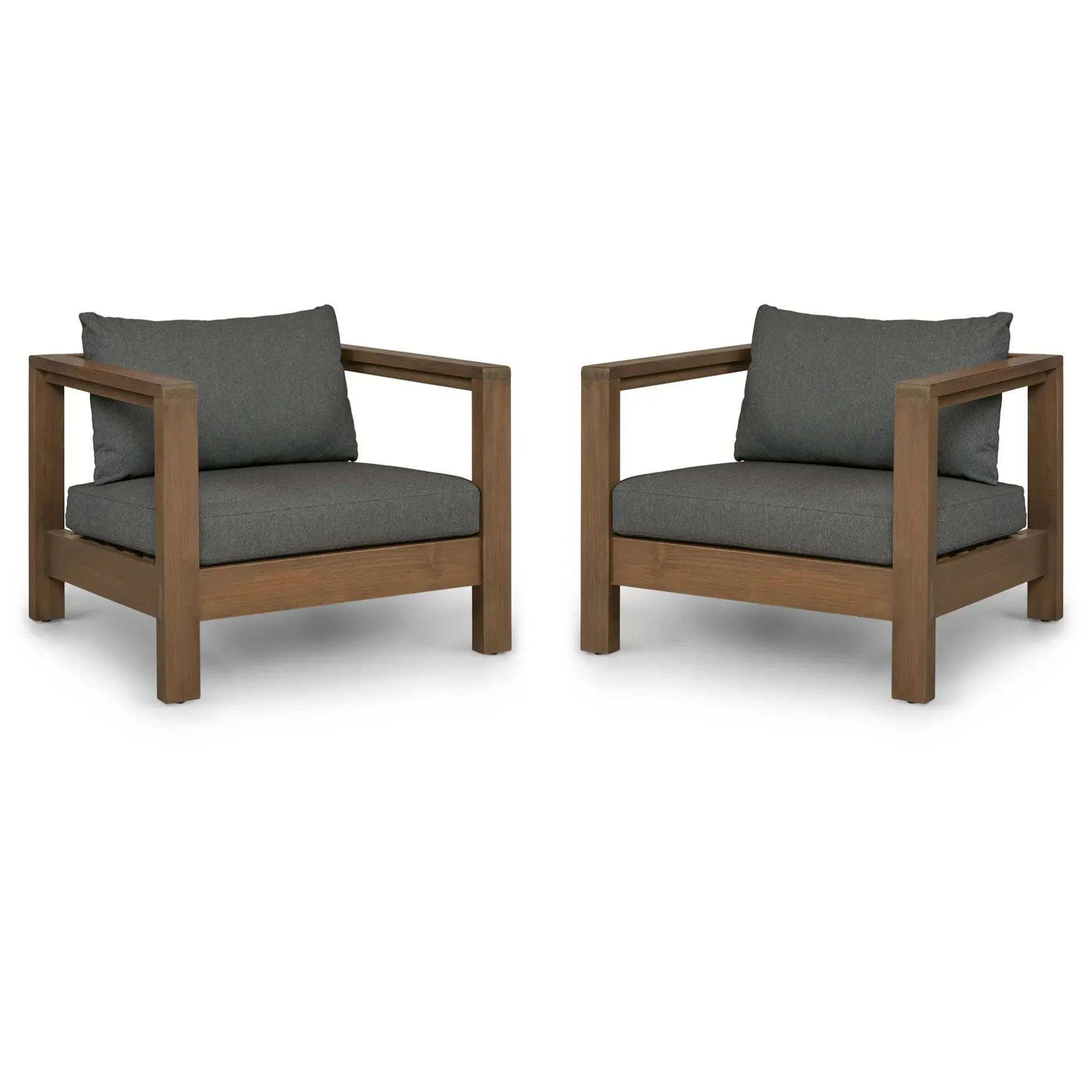Palmera 34.5" Outdoor Lounge Chair Set - Dravite Black