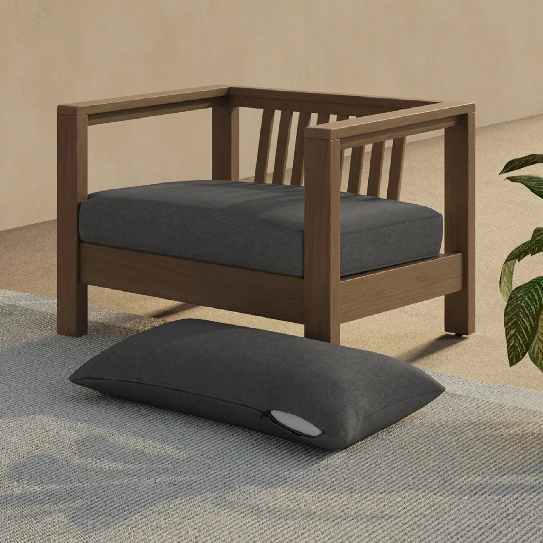 Palmera Outdoor Lounge Chair Cushion Cover Set - Dravite Black