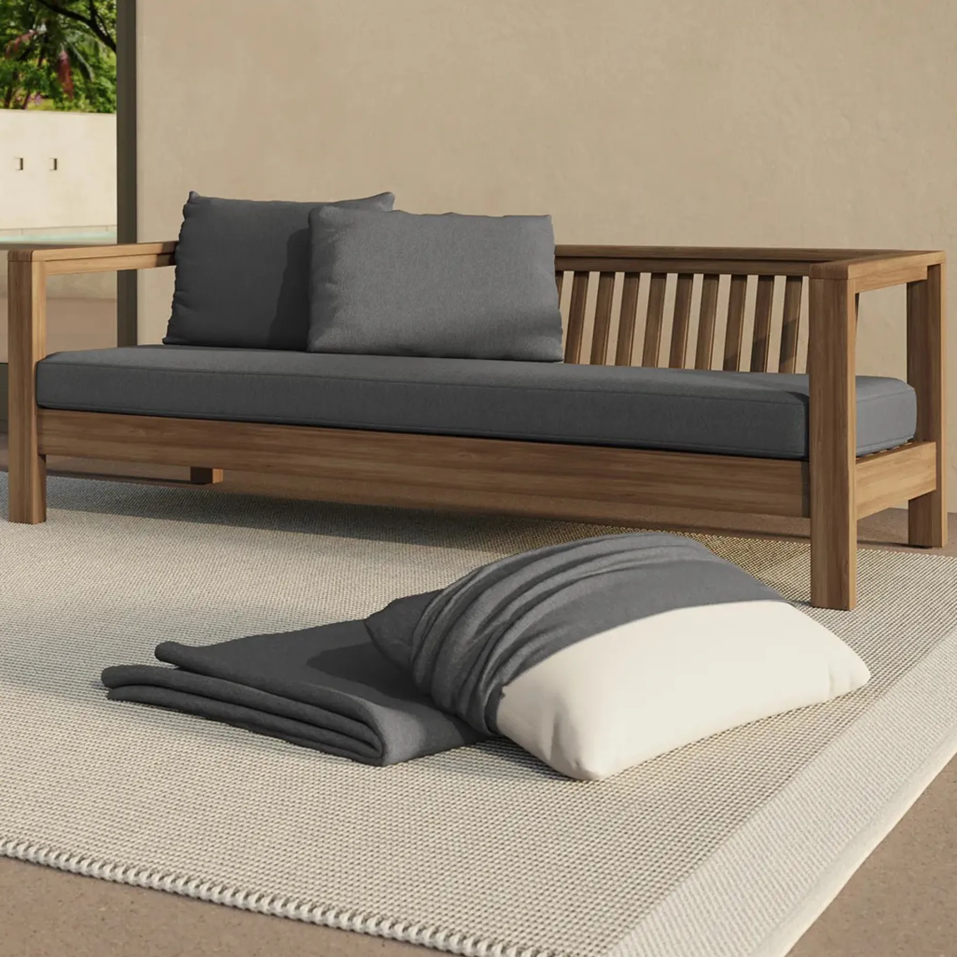 Palmera Outdoor Sofa Cushion Cover Set - Dravite Black