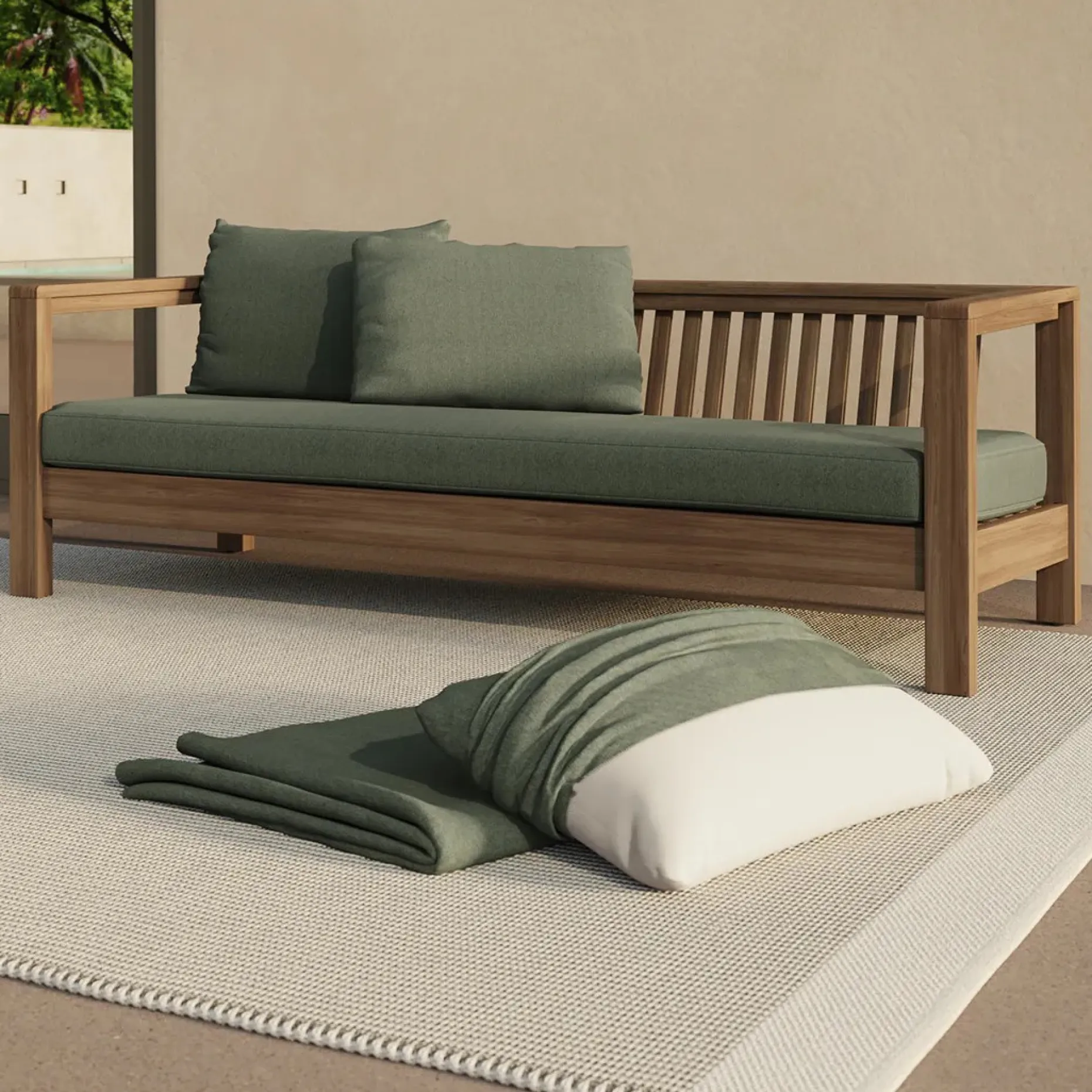Palmera Outdoor Sofa Cushion Cover Set - Dravite Green