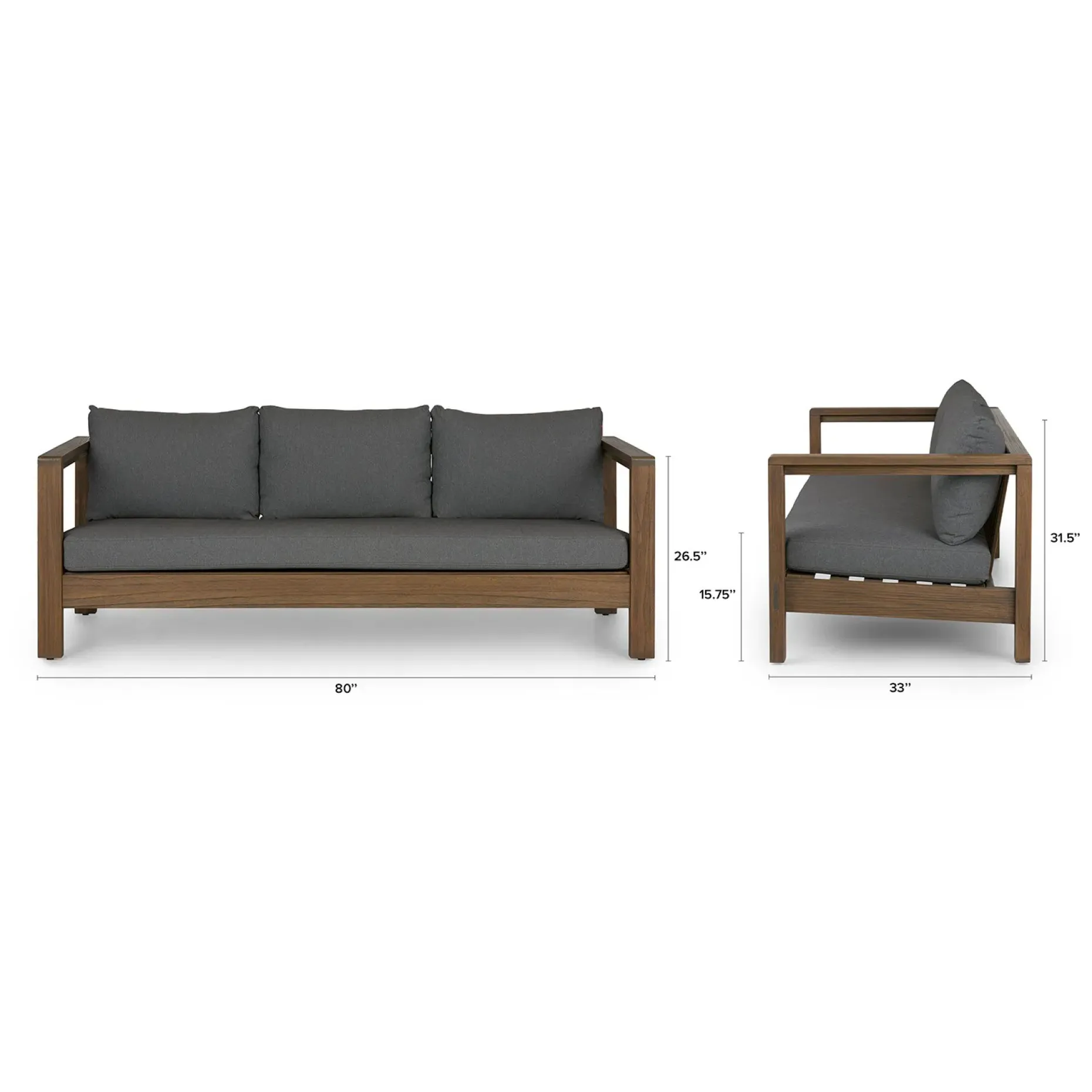 Palmera 80" Outdoor Sofa - Dravite Black