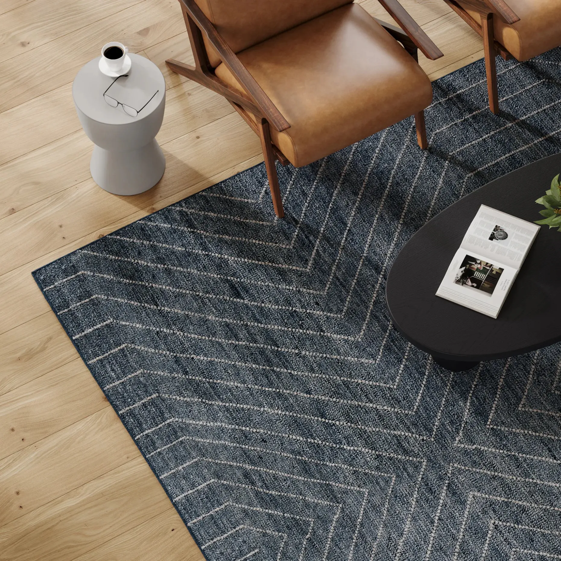 Parallel 9 x 12 Rug - Wave Blue / White