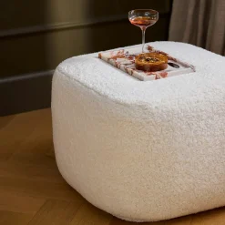 Petter 25" Pouf - Short Shearling White