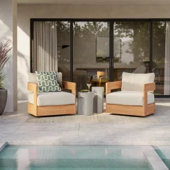 Pilou 32.75" Outdoor Swivel Chair - Dravite Ivory