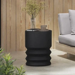 Pindo Outdoor Concrete Side Table - Black