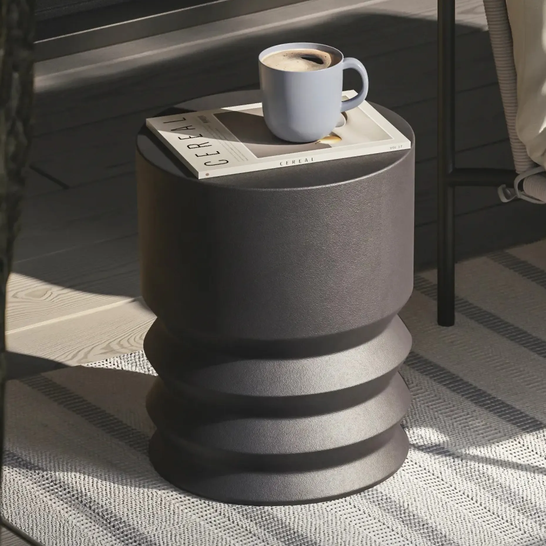 Pindo Outdoor Concrete Side Table - Black