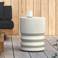 Pindo Outdoor Concrete Side Table - White