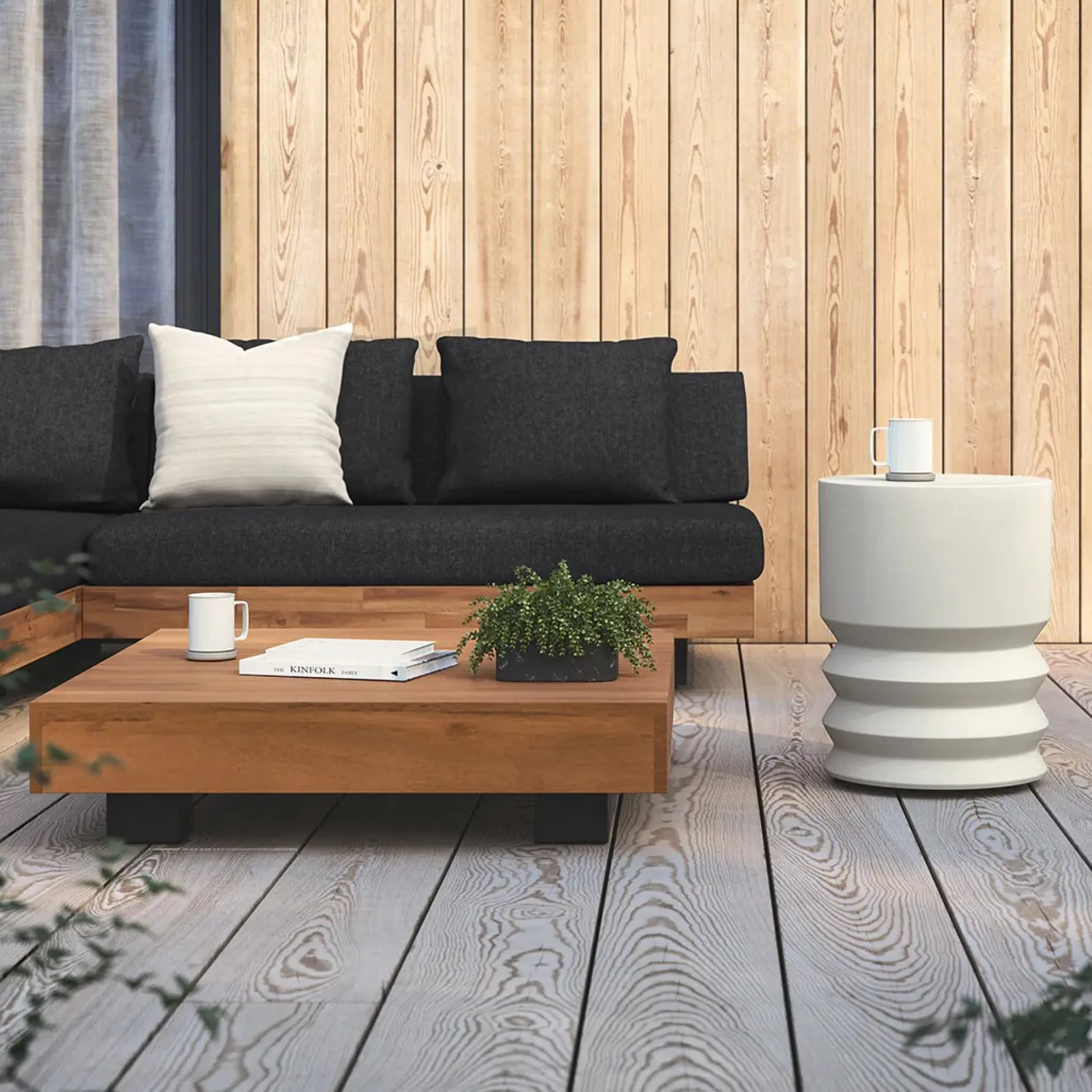 Pindo Outdoor Concrete Side Table - White