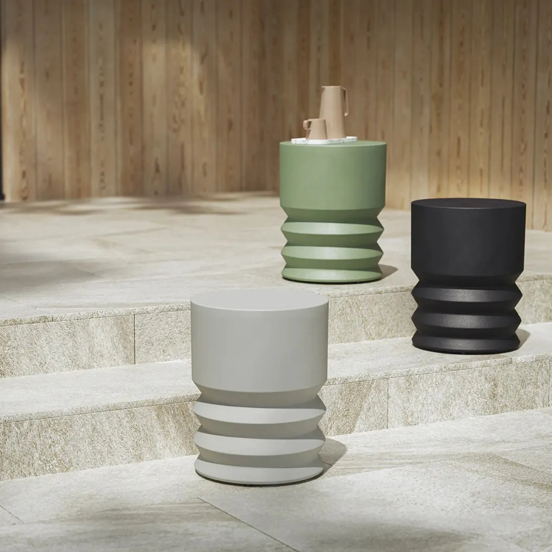 Pindo Outdoor Concrete Side Table - Khaki Green