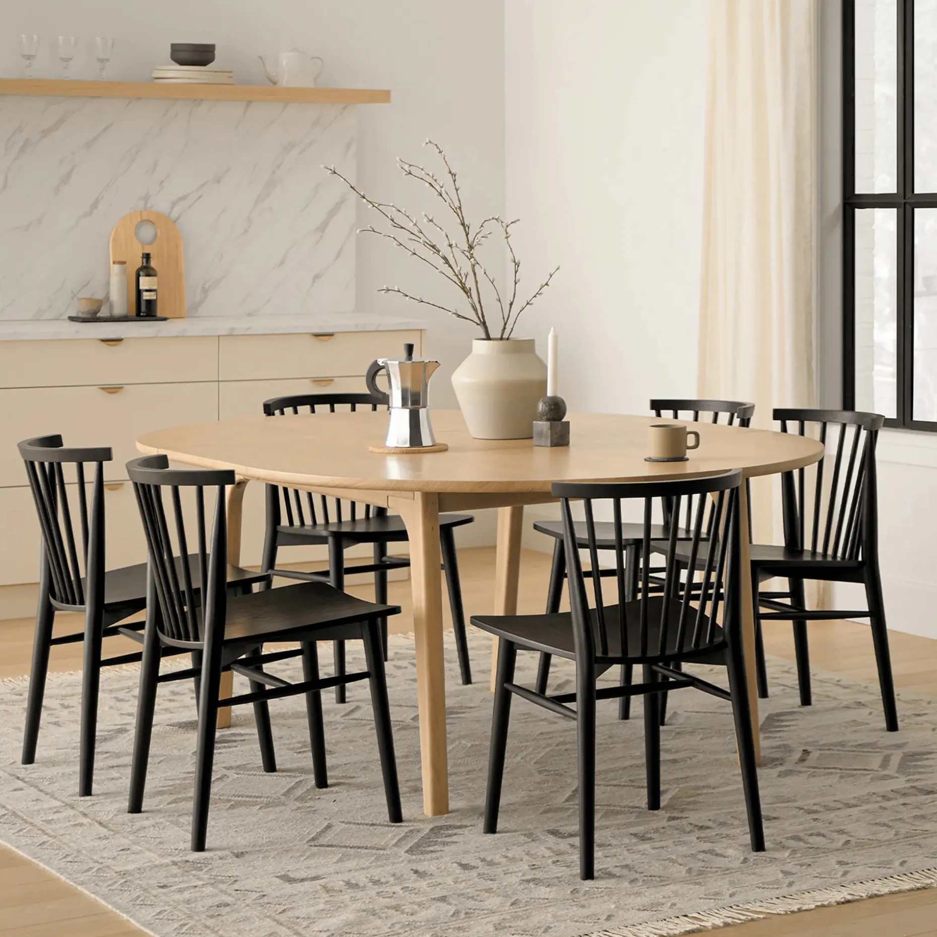 Plumas 55" - 74.75" Extendable Dining Table - White Oak