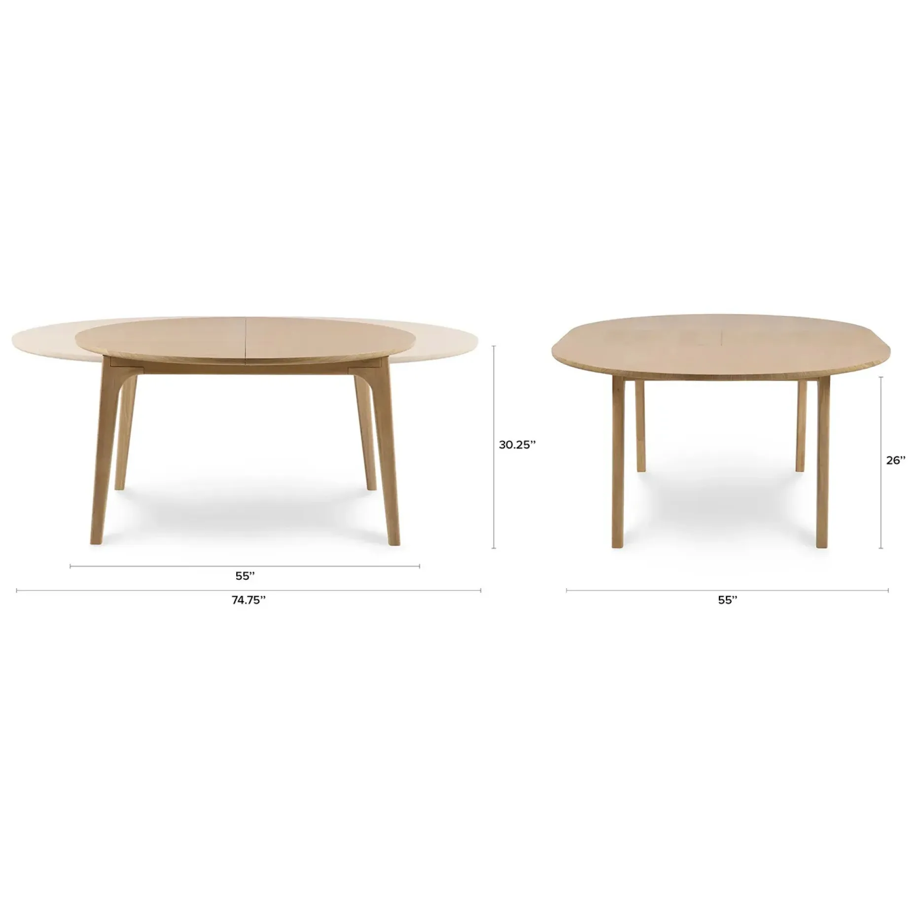 Plumas 55" - 74.75" Extendable Dining Table - White Oak