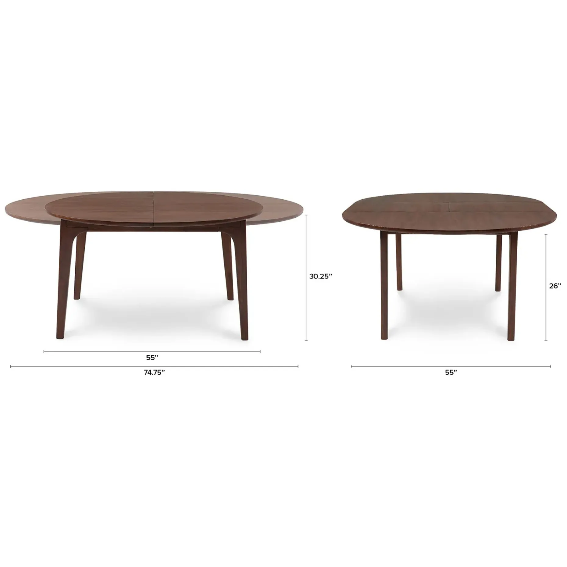 Plumas 55" - 74.75" Extendable Dining Table - Walnut