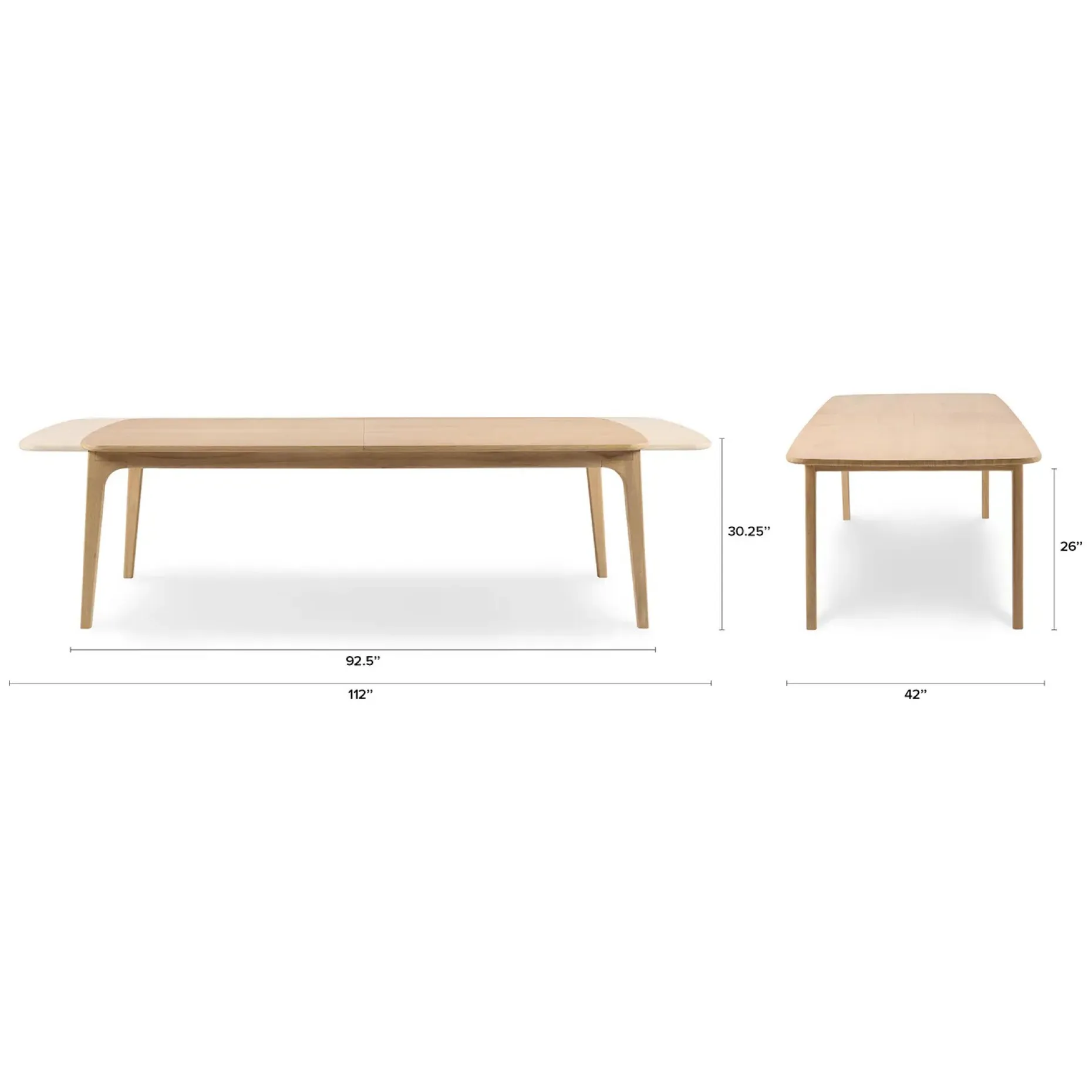 Plumas 92.5" - 112" Extendable Dining Table - White Oak