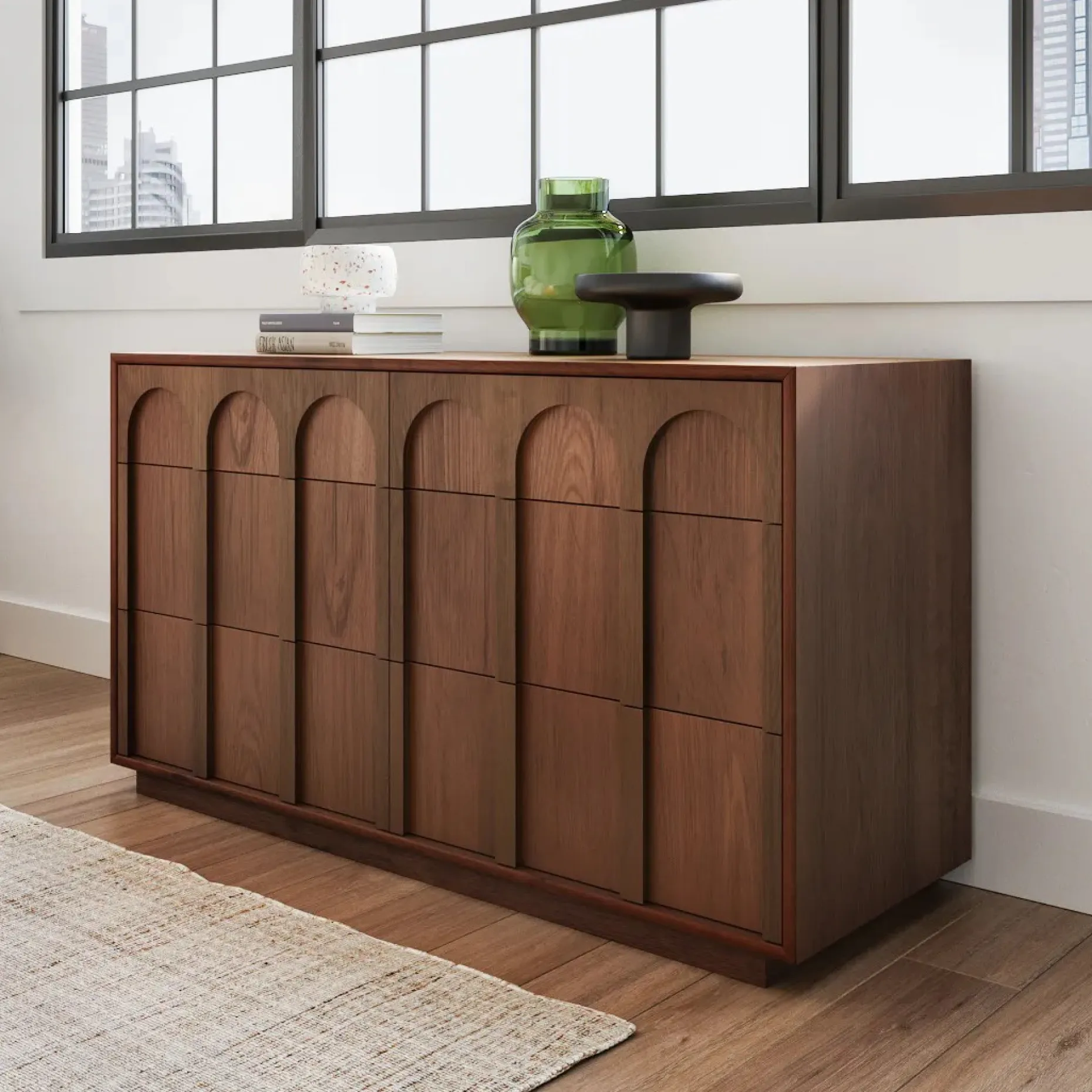 Prima 6-Drawer Double Dresser - Walnut