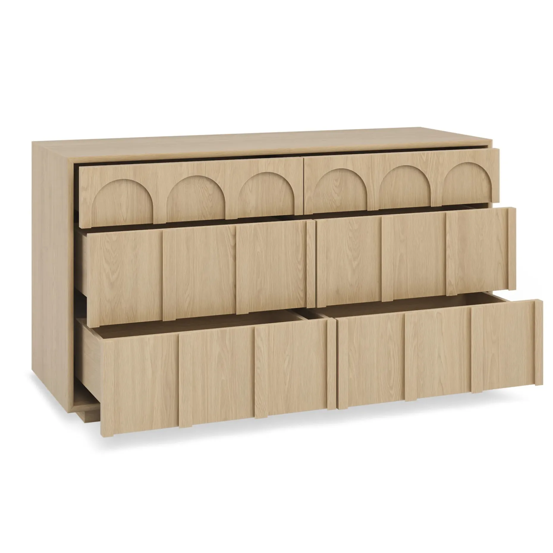 Prima 6-Drawer Double Dresser - White Oak