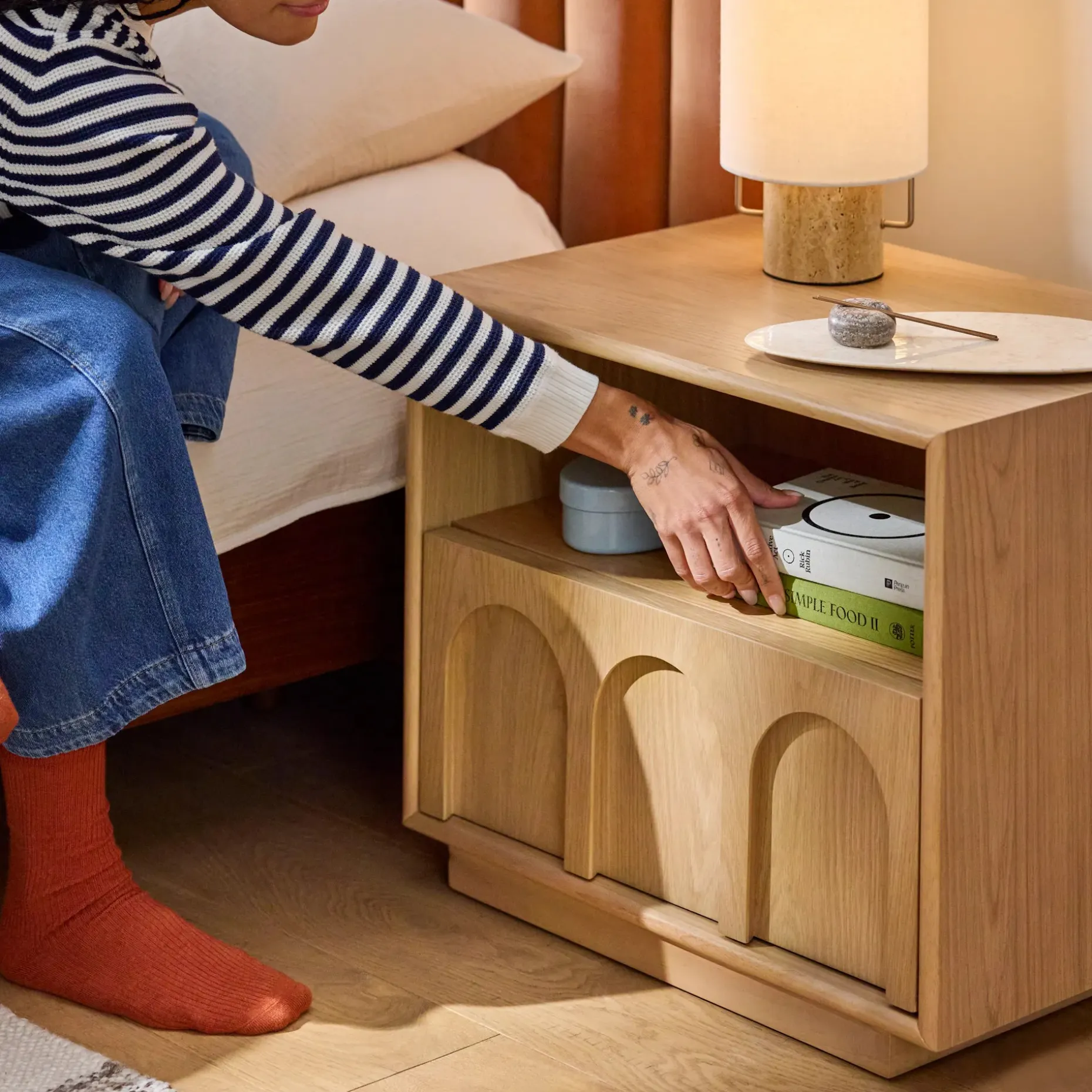 Prima 1-Drawer Nightstand - White Oak