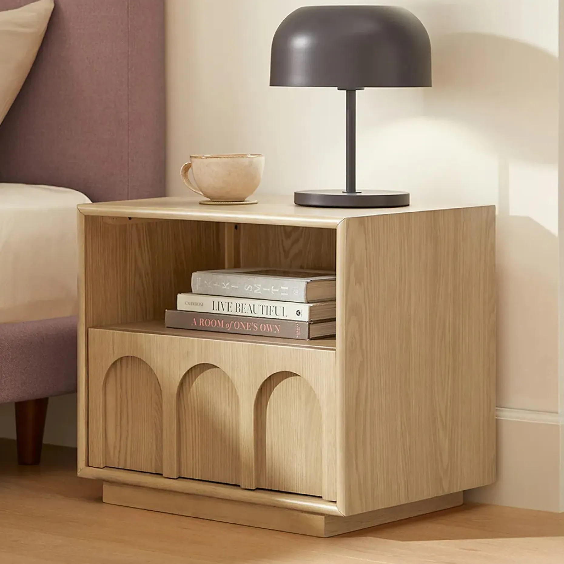 Prima 1-Drawer Nightstand - White Oak