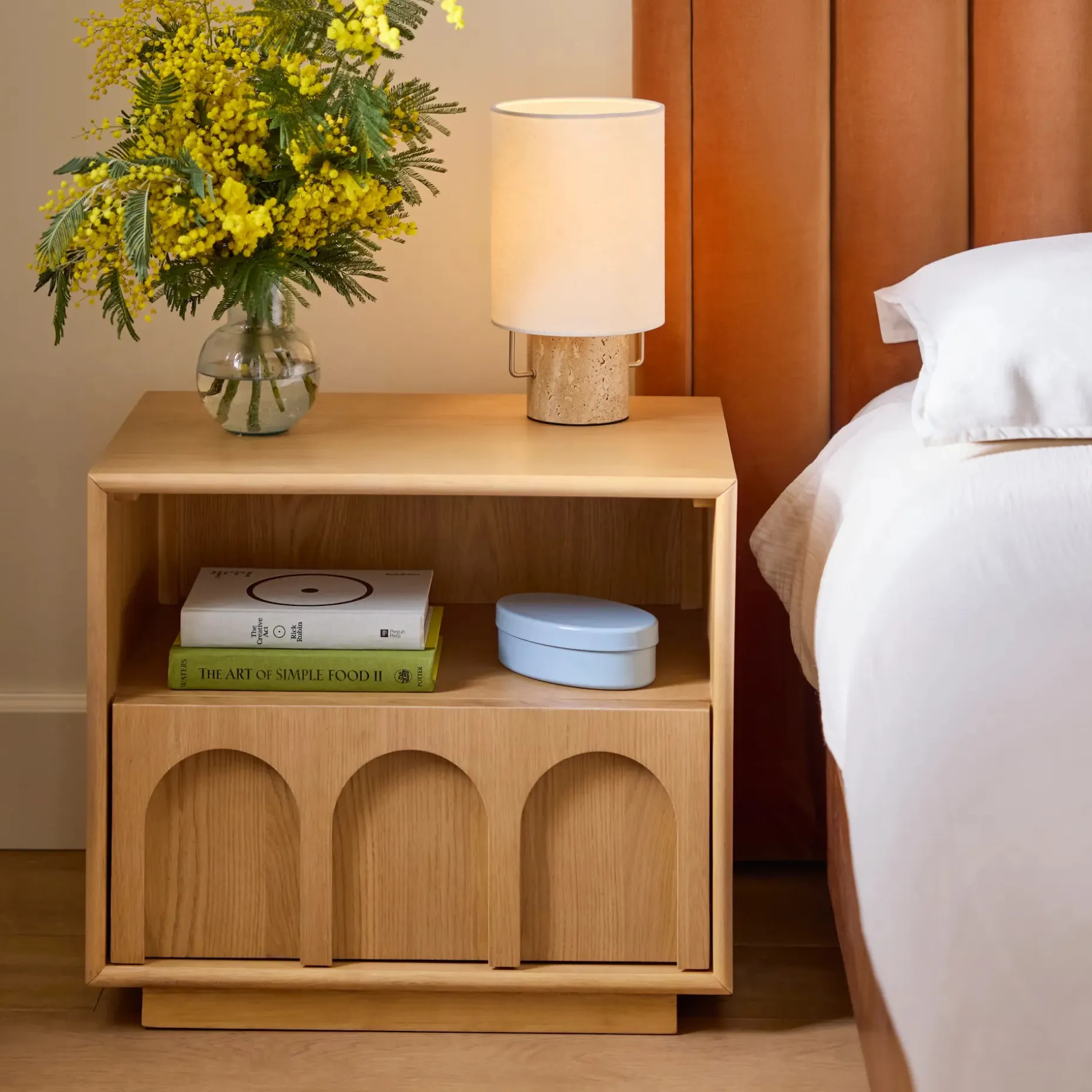 Prima 1-Drawer Nightstand - White Oak