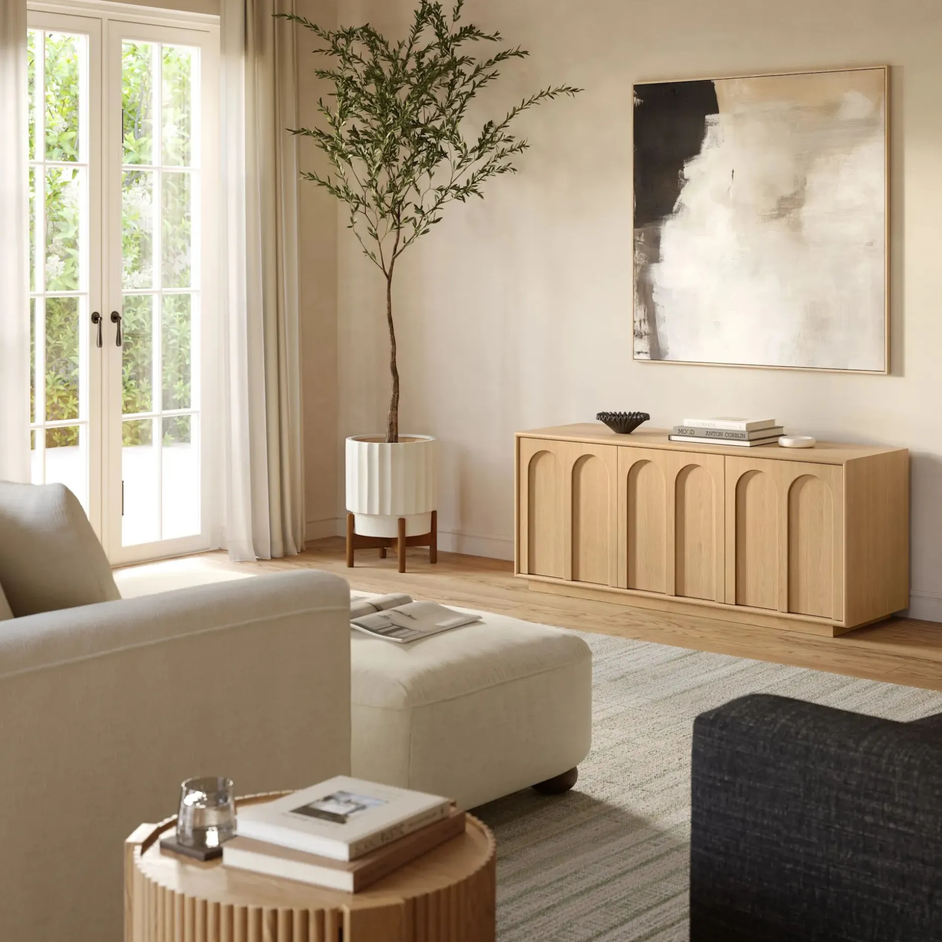 Prima 55.5" Media Unit - White Oak