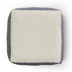 Priya 25.5" Pouf - Blue Blockprint