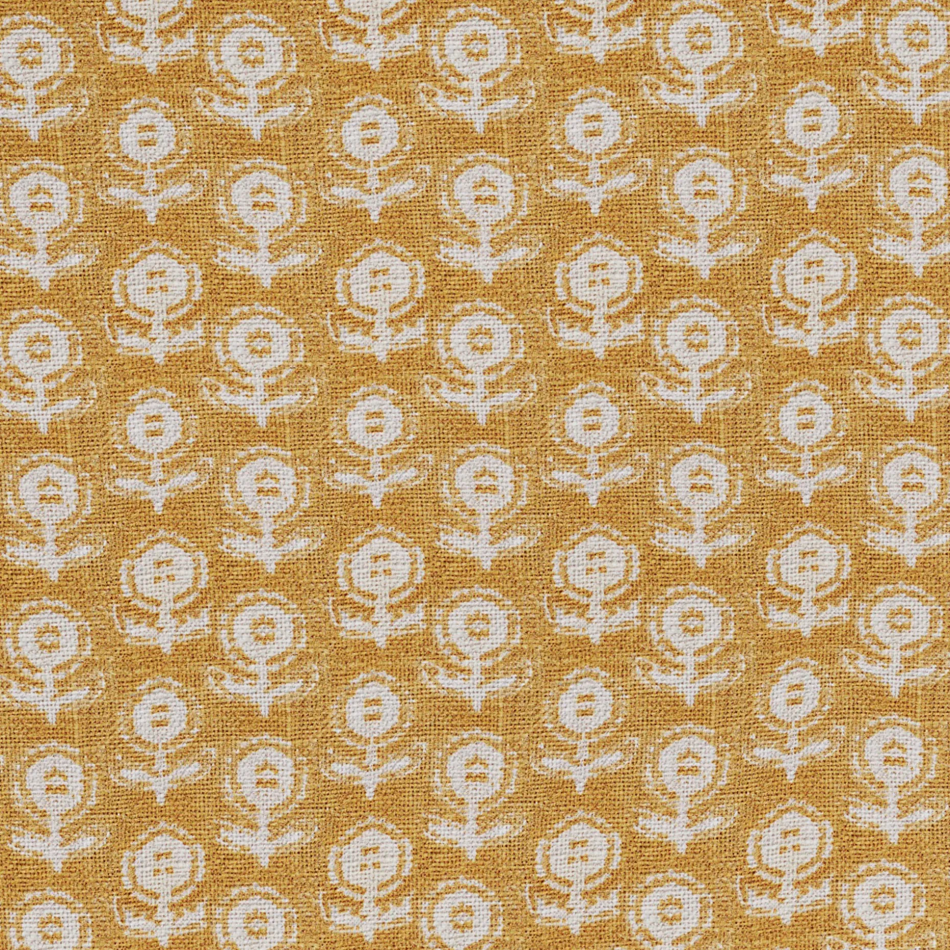 Priya 25.5" Pouf - Yellow Blockprint