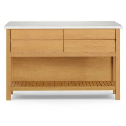 Quincy 57.5" Kitchen Island - Oak