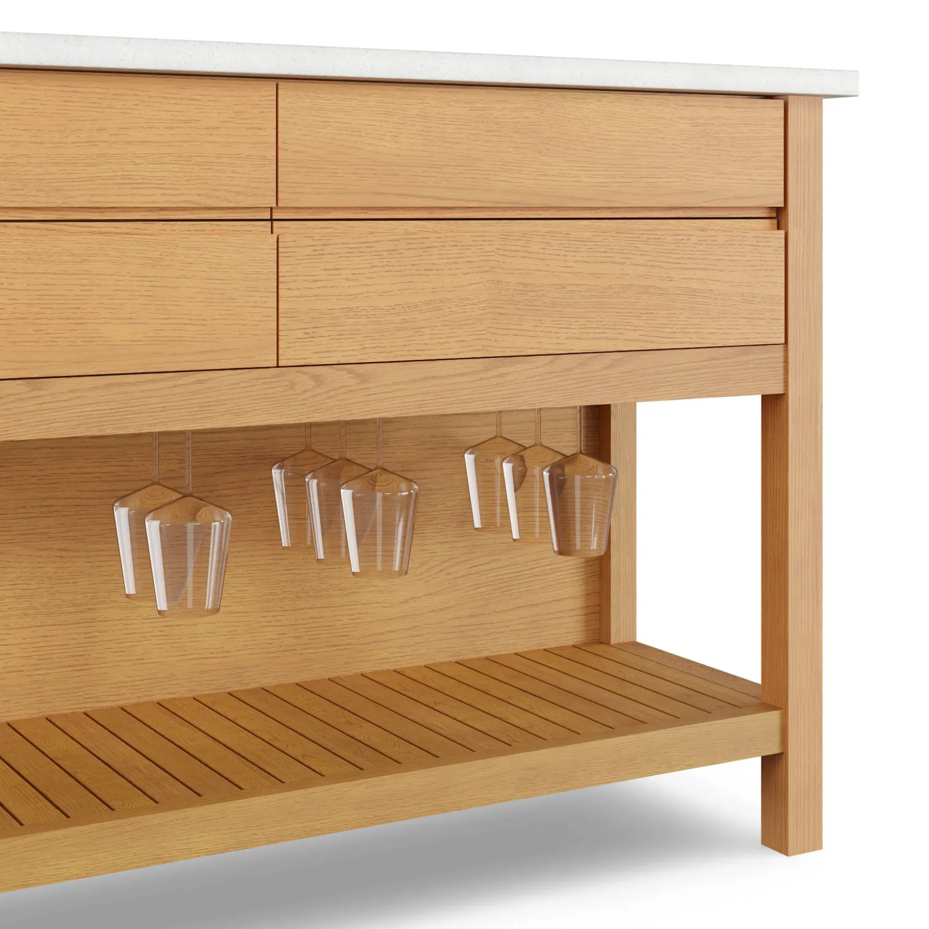 Quincy 57.5" Kitchen Island - Oak