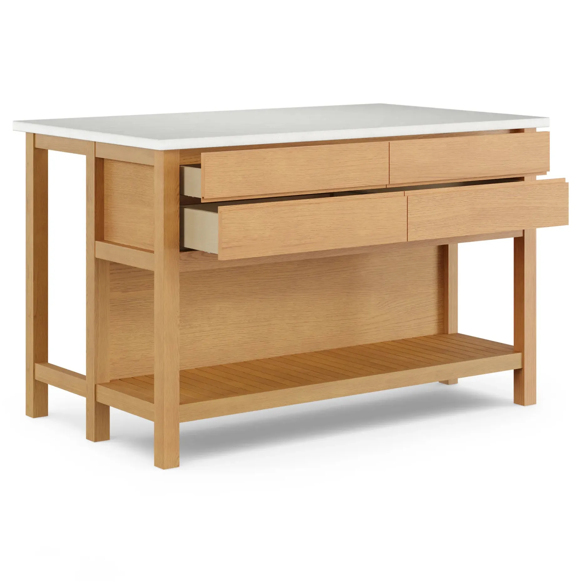 Quincy 57.5" Kitchen Island - Oak