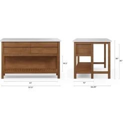 Quincy 57.5" Kitchen Island - Smoked Oak