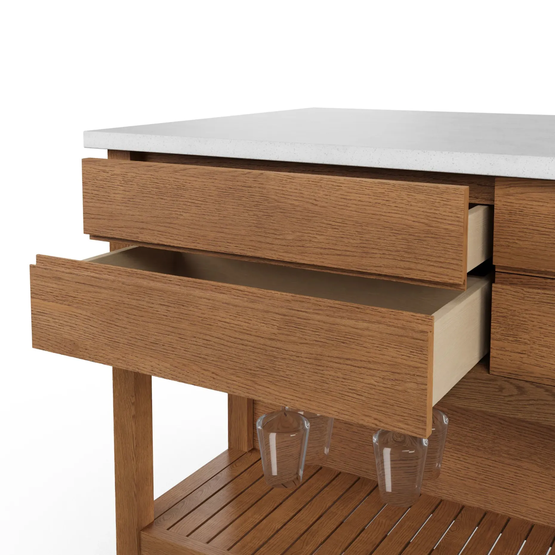 Quincy 57.5" Kitchen Island - Smoked Oak