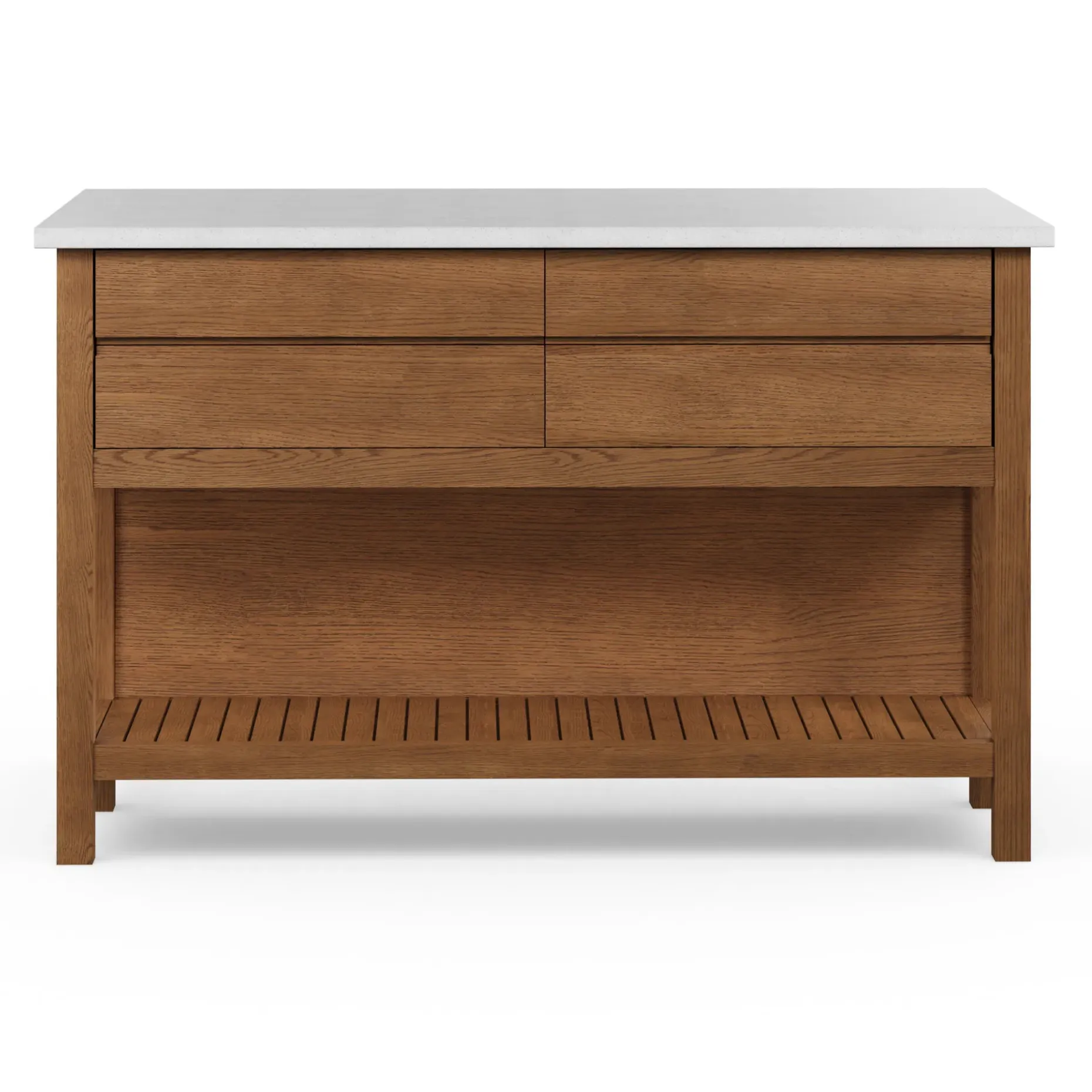 Quincy 57.5" Kitchen Island - Smoked Oak