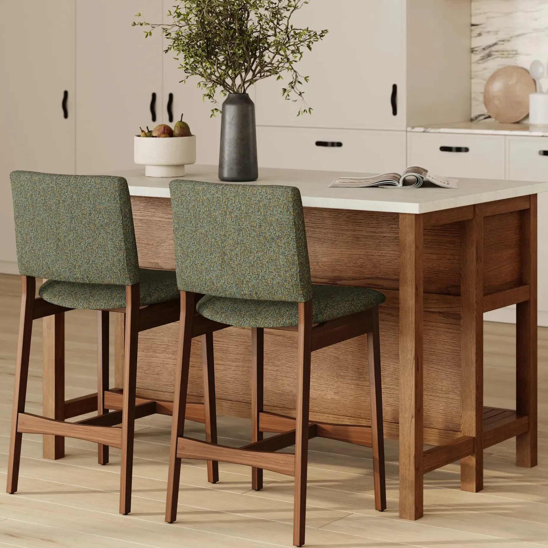 Quincy 57.5" Kitchen Island - Smoked Oak