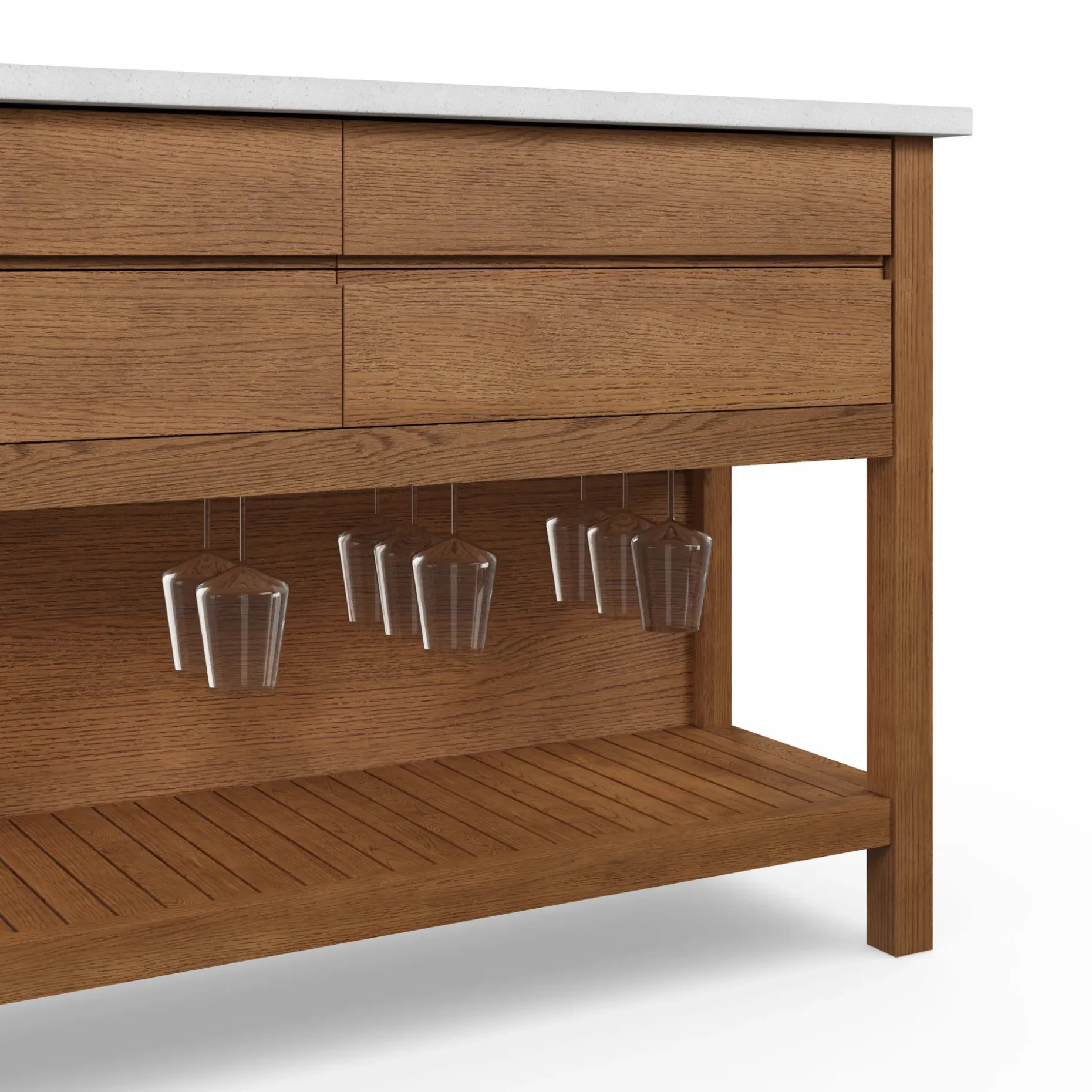 Quincy 57.5" Kitchen Island - Smoked Oak