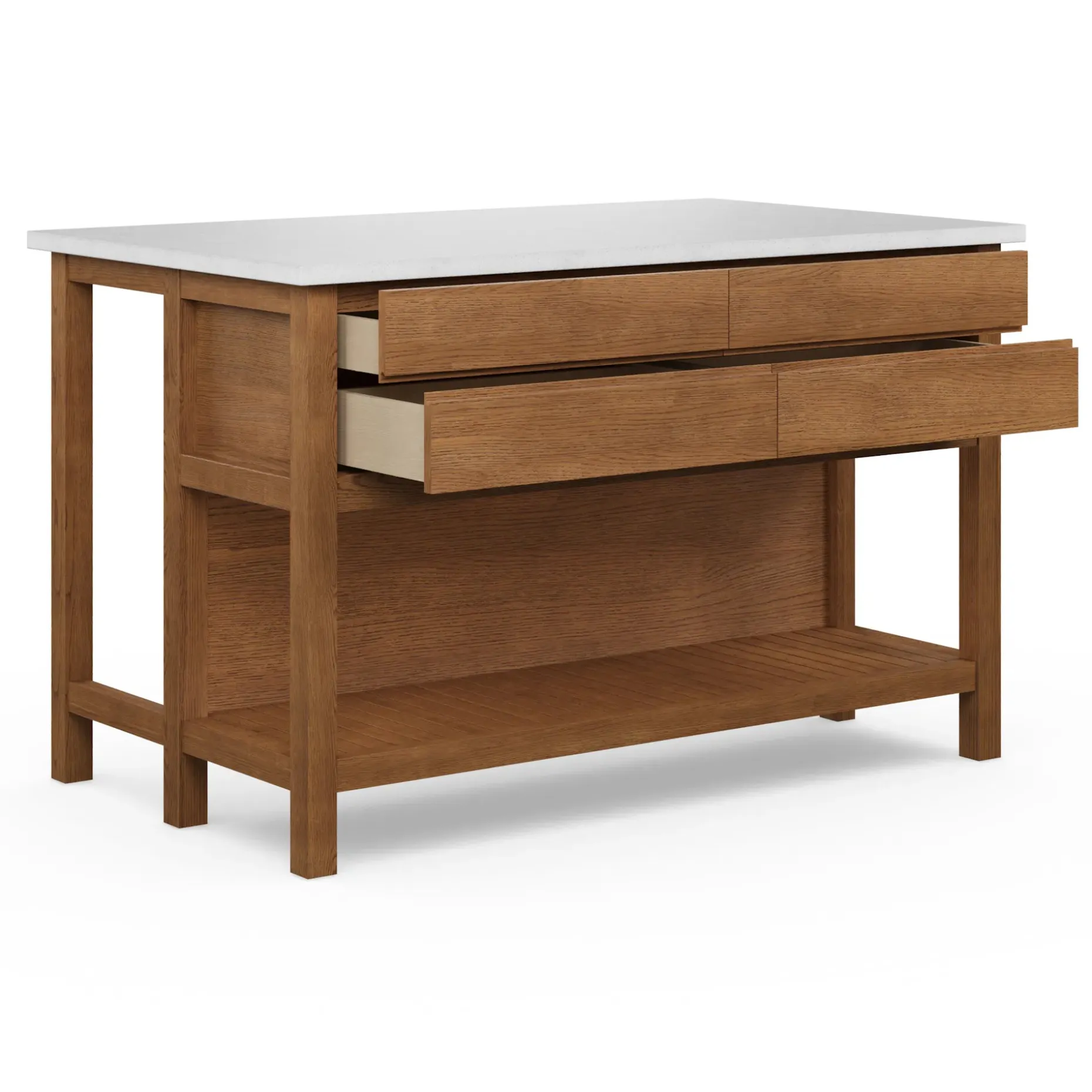 Quincy 57.5" Kitchen Island - Smoked Oak