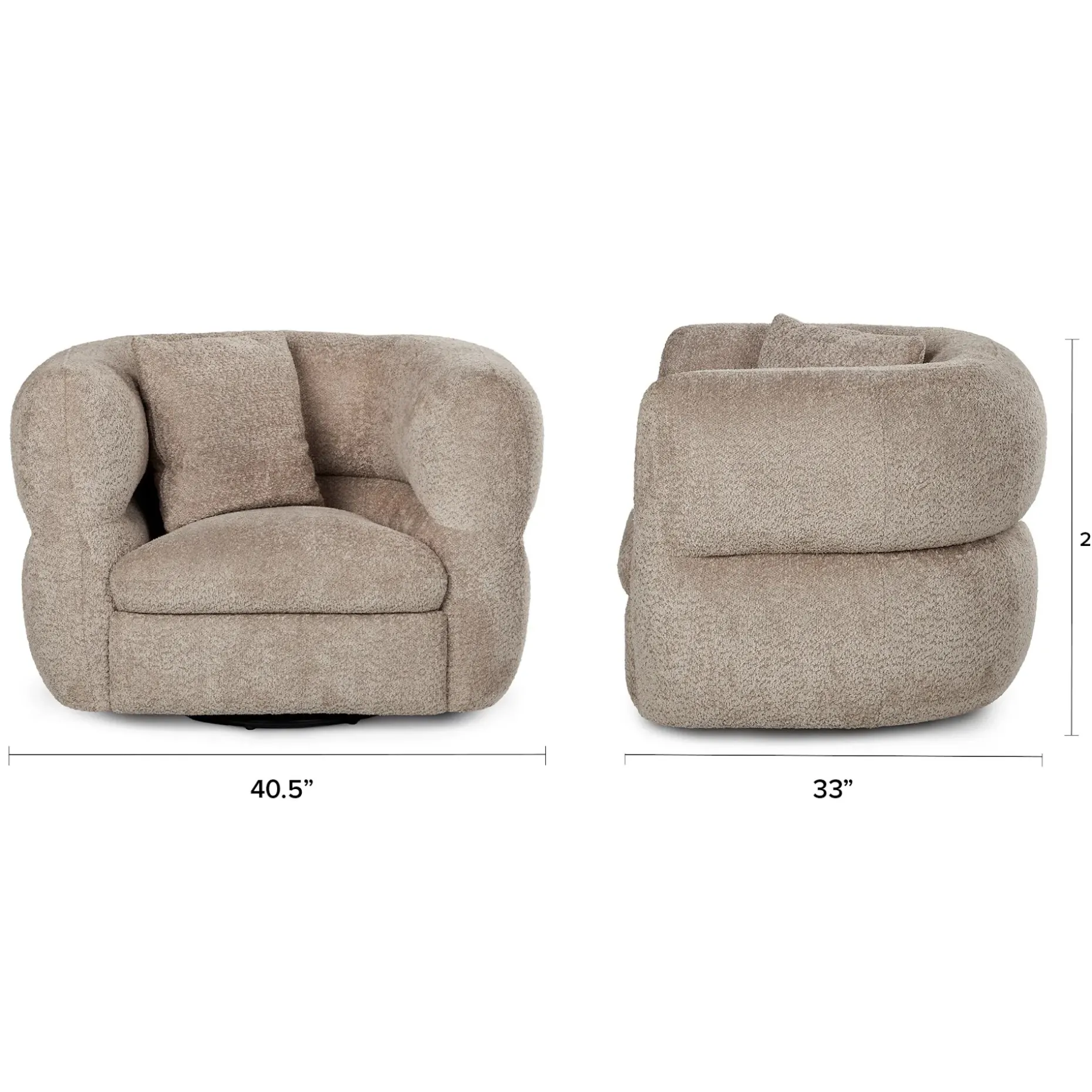 Quinn 40.5" Swivel Lounge Chair - Nouna Mushroom