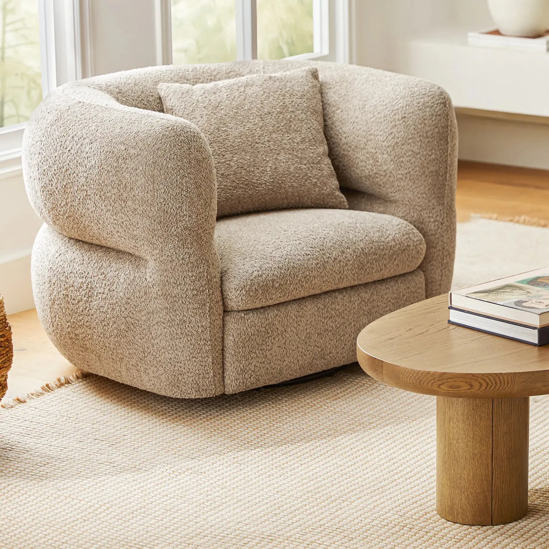 Quinn 40.5" Swivel Lounge Chair - Nouna Mushroom