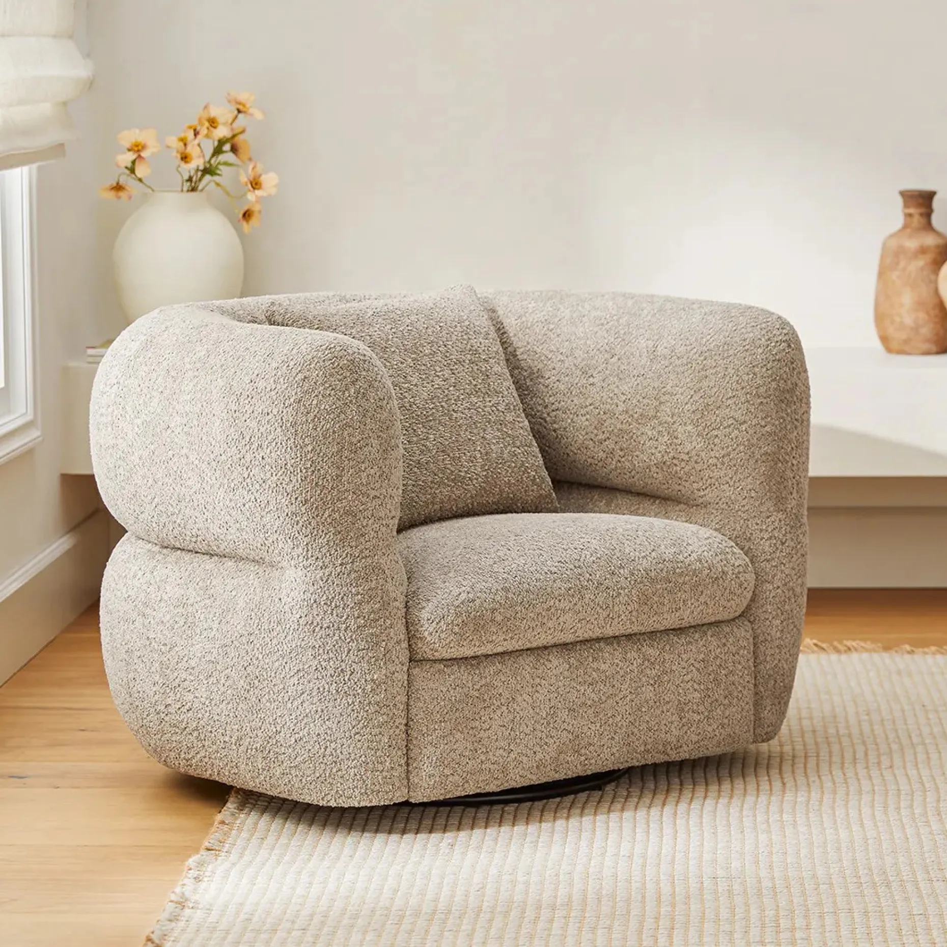 Quinn 40.5" Swivel Lounge Chair - Nouna Mushroom