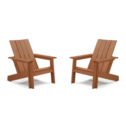 Rena Outdoor Adirondack Chair Set - Natural Eucalyptus