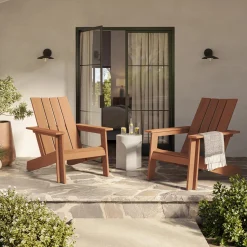 Rena Outdoor Adirondack Chair - Natural Eucalyptus