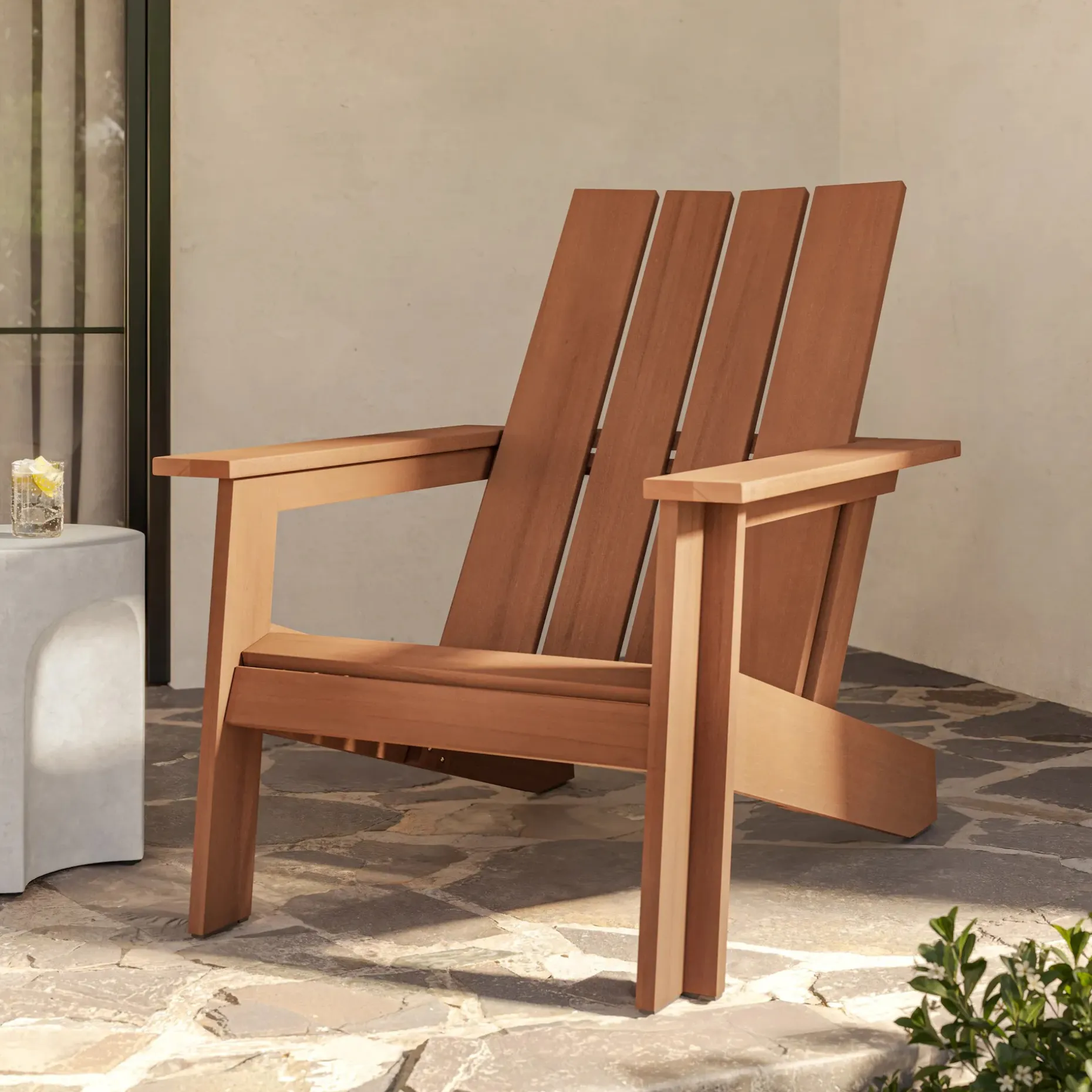 Rena Outdoor Adirondack Chair - Natural Eucalyptus