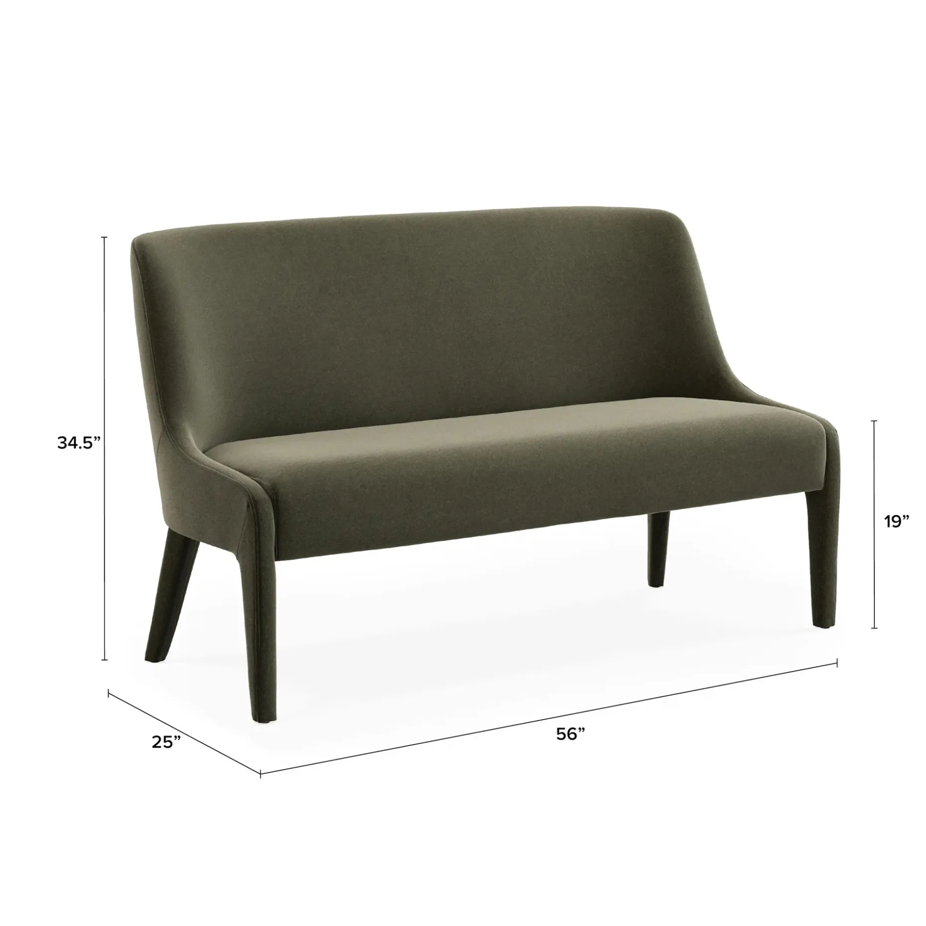 Renee 56" Bench - Felted Green