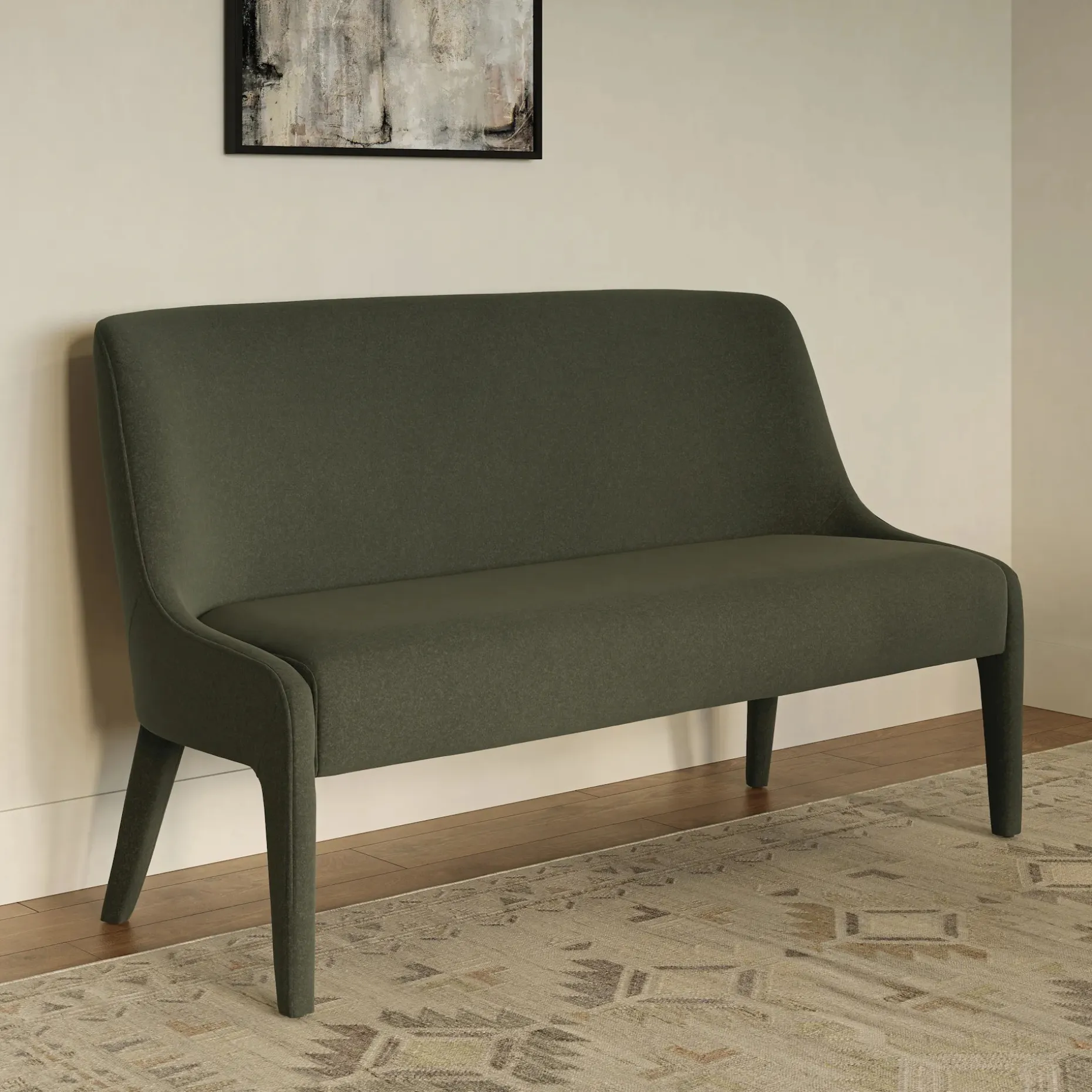 Renee 56" Bench - Felted Green