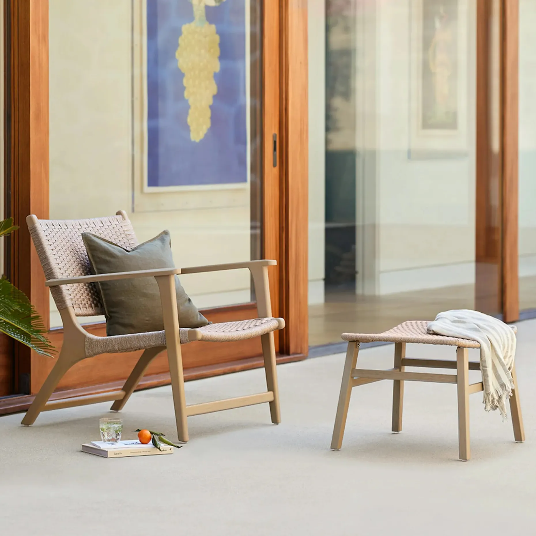 Reni 24.25" Outdoor Ottoman - Brushed Taupe