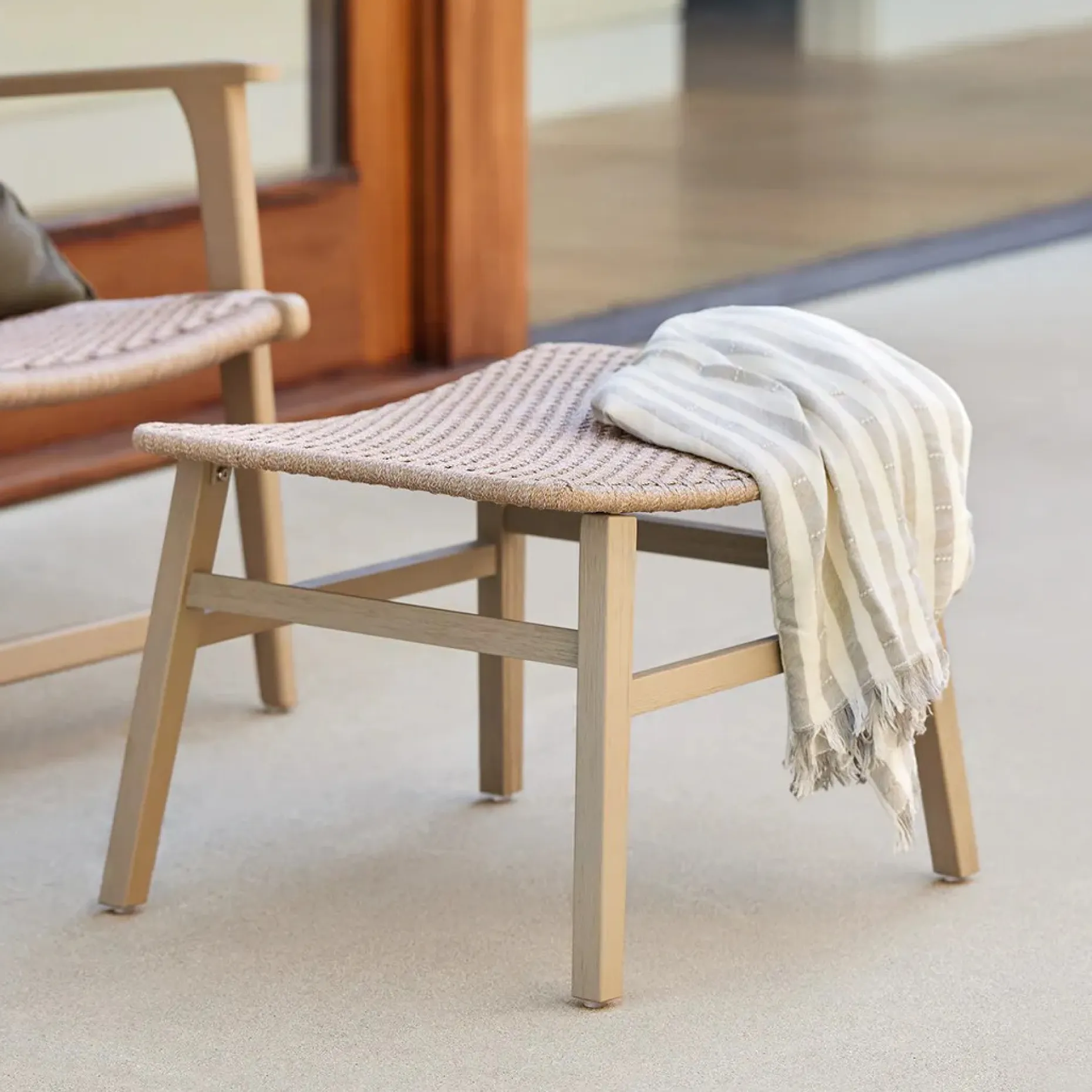 Reni 24.25" Outdoor Ottoman - Brushed Taupe