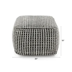 Ren 20" Pouf - Black Weave