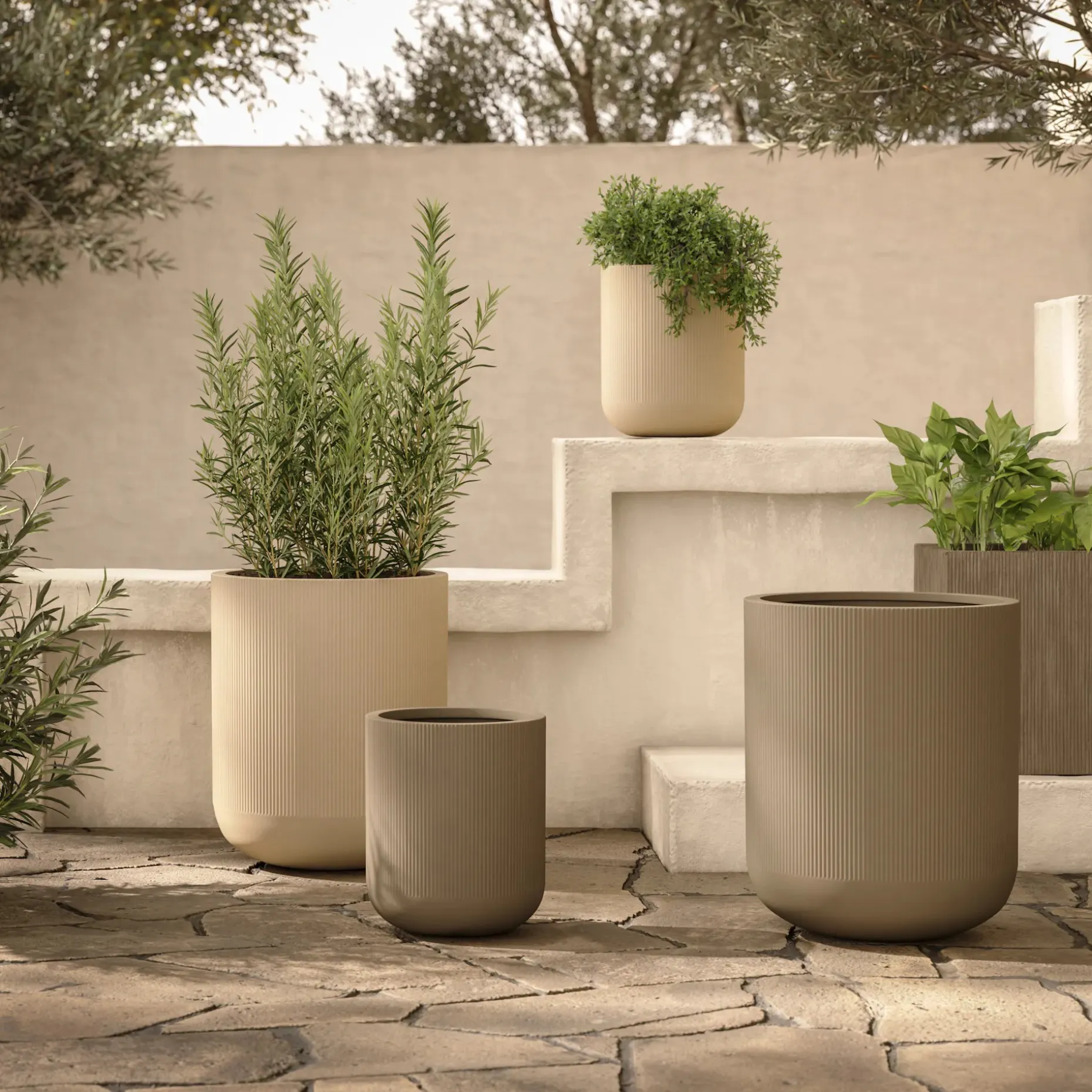 Reya Small Indoor/Outdoor Planter - Limestone Cream