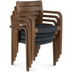 Reyes Outdoor Stackable Dining Armchair - Classic Brown