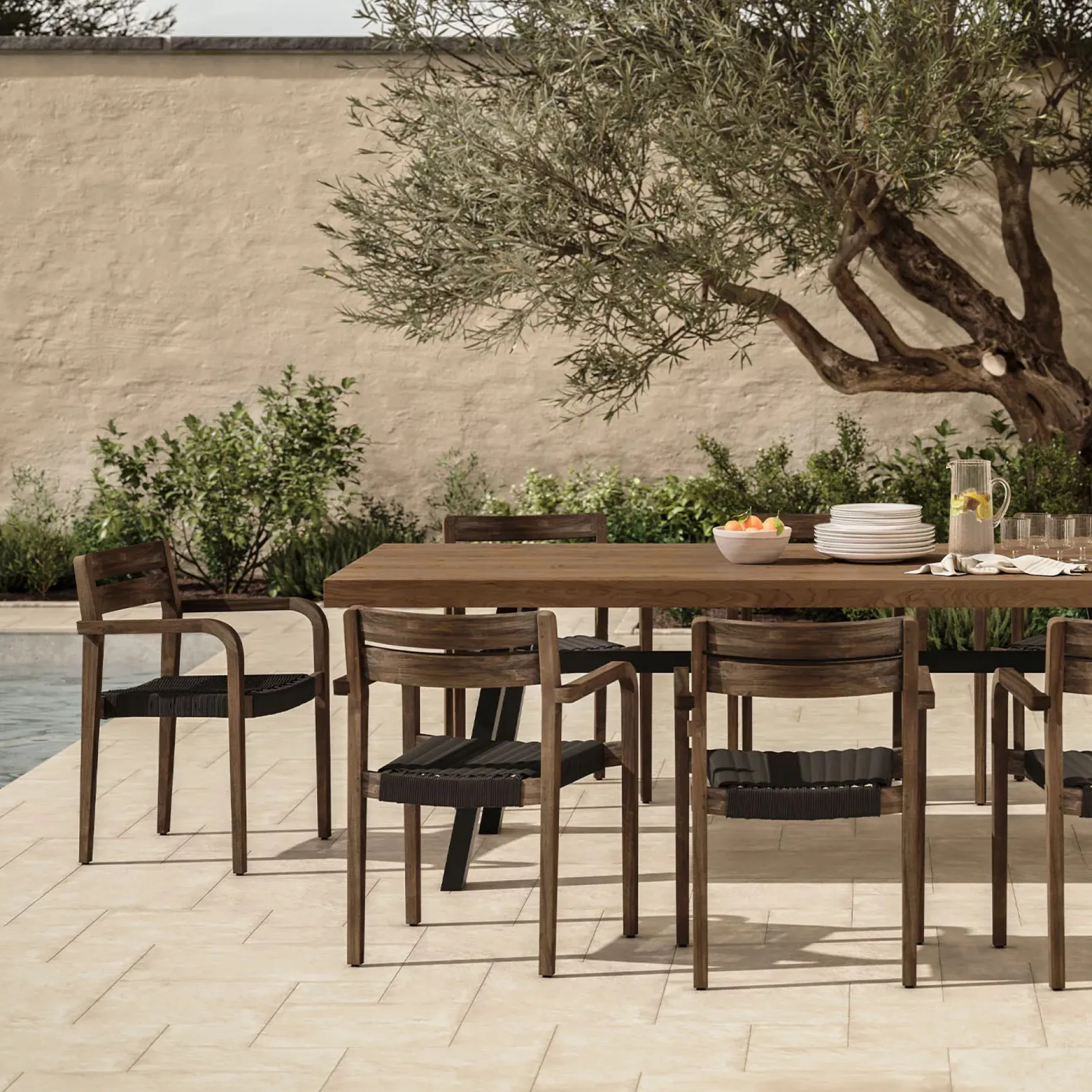 Reyes Outdoor Stackable Dining Armchair - Classic Brown